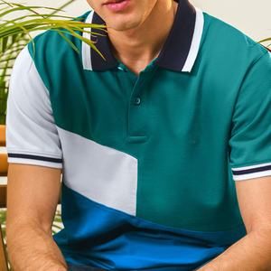 Camisa de Hombre 100% Algodón Transpirable con Logotipo Frontal, Manga Corta, Cuello con Botones, Corte Regular, Verde, Blanco, Azul, Estilo Casual - Product Image 4