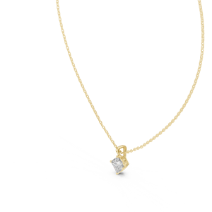 Necklace princess cut solitaire <b>pendant</b> <b>solid</b> <b>gold</b> refined elegant fine jewelry gift for women - Product Image 5