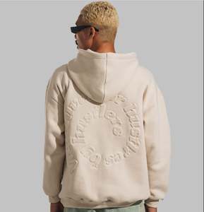 Sweat à capuche en molleton pour homme avec gaufrage personnalisé au dos, 100% Coton, Grammage lourd 550 g/m², Coupe ample, Anti-boulochage, Broderie, pour l'entraînement sportif - Product Image 5