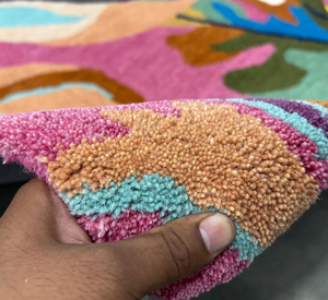 Tapis KNOT RUG fait main, tufté à la main, de haute qualité, motif floral moderne rose, écologique, pour salon, chambre d'enfants, hôtels, bureau - Product Image 4