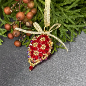 Adorno Navideño Hecho a Mano con Cuentas, Decoración Redonda Bordada para Colgar en el Árbol de Navidad - Product Image 3