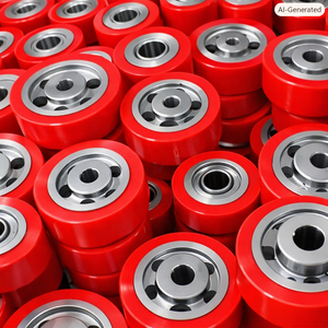 Red Polyurethane Wheels With Metal Core For Conveyor Systems 40-90 Hardness Custom Built Parts - Product Image 2