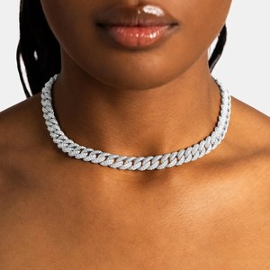 Iced <b>Silver</b> Rhodium Plated Moissanite Diamond Cuban Link Chain Hip Hop Wedding Luxury Necklace Fashion Jewelry - Product Image 3