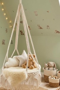 Handmade <b>Macrame</b> Swing Chair, Boho Indoor Outdoor Hanging Seat, Gift for New home - Product Image 2