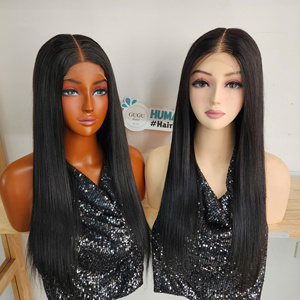 Peluca frontal de cabello virgen vietnamita, larga y lisa, doble densidad, frontal 13x4 sin pegamento, negra, gorra mediana, transparente, 1 pieza - Product Image 4