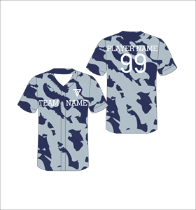 เสื้อเบสบอลชายแบบกำหนดเอง พิมพ์ลายพราง คอวี แขนสั้น ระบายอากาศได้ดี พร้อมชื่อทีมและหมายเลข - Product Image 1