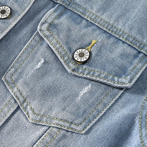 Chaqueta vaquera de talla grande para mujer, chaqueta vaquera rasgada de color sólido, abrigos informales recortados, chaqueta vaquera transpirable auténtica para mujer - Product Image 3