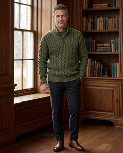 Suéter de Punto para Hombre, Corte Ajustado, Cuello Medio, Acrílico, Antipilling, Manga Larga, Otoño Invierno, Informal - Product Image 5