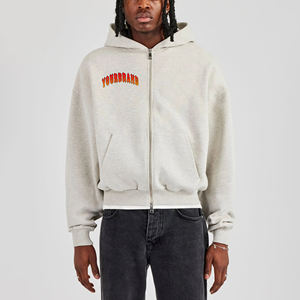 Sweat-shirts à capuche zippés en molleton épais pour homme, personnalisables avec logo, coupe oversize, 100 % coton, imprimés, pour l'hiver (OEM) - Product Image 1