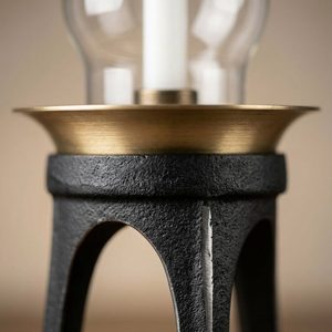 Handmade 40 cm Matte Black Brass Candle <b>Lantern</b> Elegant Iron Glass <b>Hurricane</b> for Home Decor Hotel Raw Cast Skin Foundry Tripod - Product Image 4
