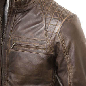 Veste en cuir de vache pour homme, best-seller de l'hiver, style streetwear |   Veste en cuir imperméable et respirante de qualité supérieure à col montant - Product Image 4