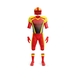 American <b>Football</b> Uniform Set With Shaded V Neck Jersey Shoulder Stripes <b>And</b> Fitted Knee Length Pants With Thigh Padding - Product Image 6