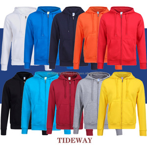 Sweats à capuche zippés aux couleurs personnalisées pour hommes avec logo brodé Vêtements d'hiver-Teints unis pour hommes et femmes - Product Image 2