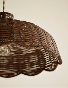 Rustic Charm Wavy Edge <b>Wicker</b> Rattan Hanging Light For Home Interior For Living Room And Bedroom - Product Image 5