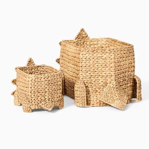 Set of 2 water <b>hyacinth</b> <b>baskets</b> woven in a rhinoceros pattern Handmade Storage <b>Basket</b> Wholesale eco-friendly Made in Vietnam - Product Image 6