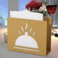 Porte-serviettes en métal bronze avec anneau décoratif en forme de feuille triangulaire, support de table décoratif pour hôtels et décoration de salle à manger