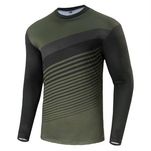Camiseta Deportiva de Manga Larga para Hombre, con Rayas, Cuello Redondo, Secado Rápido, Tejido de Poliéster, Corte Ajustado, para Entrenamiento Atlético - Product Image 2