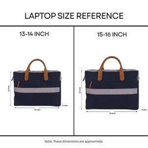 Sacoche Classique pour Ordinateur Portable en Toile Gris Marine Bicolore, Sac de Bureau Professionnel Durable avec Poignées en Cuir et Bandoulière - Product Image 6