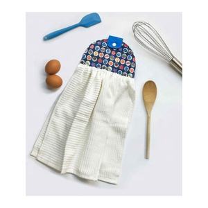 Simple rayé Beige couleur GOTS certifié brodé absorbant personnalisé Golf suspendu cuisine 100% torchons en coton biologique - Product Image 1