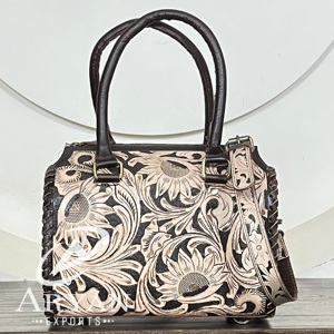 Bolsos de Viaje de Cuero Genuino con Diseño Floral, Estilo Elegante, Bolsos de Lona Unisex de Lujo, Ideales para Viajar - Product Image 1