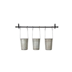 Jardinière suspendue à 4 niveaux en acier galvanisé, pots empilables en métal argenté antique avec chaîne et crochet, pour intérieur et extérieur, accent de jardin - Product Image 2