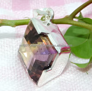 Natural Ametrine <b>Necklace</b> 925 Sterling <b>Silver</b> Gold Plated Jewelry with Color Gemstone and Zircon Accents Statement Gift for Her - Product Image 5