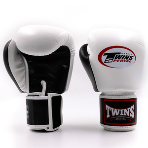 Guantes de Boxeo Twins de Último Modelo para Competición, Guantes Profesionales de Entrenamiento de Muay Thai Blancos y Negros, Guantes de Combate con Correa - Product Image 2