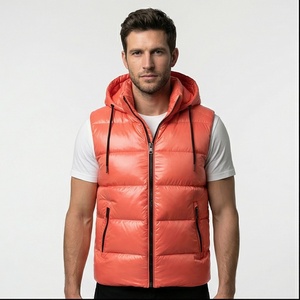 Custom Logo Men's Puffer Vest Lightweight Sleeveless Winter Warm Coat <b>Hoodie</b> Shiny Puffer Jacket Mens Fashion - Product Image 1