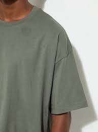 Camiseta Oversize de Corte Holgado para Hombre, Cuello Redondo, Color Verde Oliva Liso, Esencial para Verano, Alta Densidad - Product Image 4