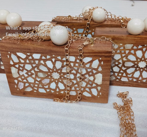 Bolso de mano de mosaico de lujo hecho a mano, bolso de mano indio único de madera y nácar Vintage con patrón de lazo, regalo especial para ella - Product Image 2