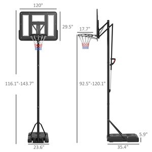 Sistema da basket autoportante da 3 metri con tabellone infrangibile da 119 cm e ruote, per uso esterno in parchi, con cerchio e rete mobili - Product Image 3