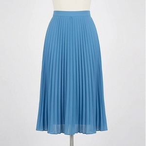 Women Pleated Chiffon Midi <b>Skirt</b> Solid Color Knee Length Regular Waistline Organza Fabric All Seasons Style - Product Image 1