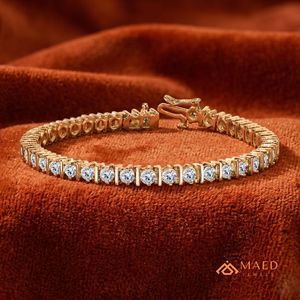 กำไลข้อมือโรสโกลด์ประดับมอสซาไนต์สำหรับผู้หญิง สร้อยข้อมือแบบโซ่เส้นเล็กประดับหินทรงกลม เครื่องประดับแฟชั่นสุดหรู ของขวัญวันครบรอบสุดสง่างาม - Product Image 4