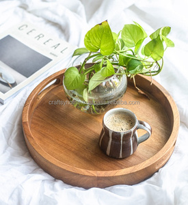 Round Polished Natural Wood Storage <b>Tray</b> Manufacturer New Design Handcrafted Wooden Table Top Storage <b>Tray</b> - Product Image 1