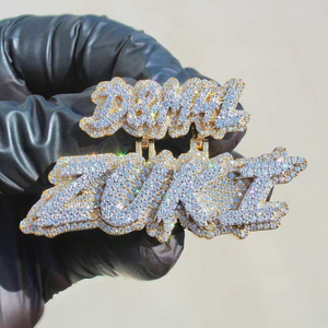 Luxury <b>Custom</b> <b>Name</b> Moissanite Pendant Gold Finish Iced Out Letter <b>Necklace</b> Personalized Hip Hop Jewelry Charm Gift - Product Image 4
