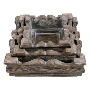 Juego de 3 elevadores cuadrados de madera, diseño moderno hecho a mano de madera maciza, bandeja de barra de café personalizable, organizador de encimera decorativo - Product Image 3