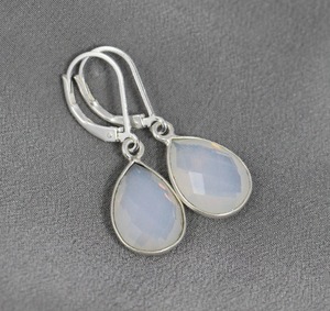 Opalite Pear-Shape <b>Drop</b> Earrings Gold-Plated Natural Stone October Birthstone Jewelry with Lever-<b>Back</b> Design for Women - Product Image 5