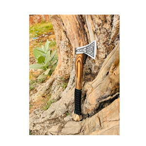 Handcrafted Viking Style Tomahawk Hatchet Wooden <b>Handle</b> Black Grip Carbon Steel Blade 3-Year Warranty for Camping Survival Use - Product Image 1