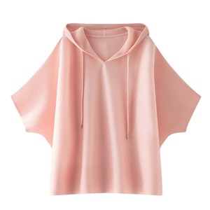 Vithas Industry Ropa de Verano para Mujer, Talla Grande, Camiseta con Capucha, Top Plisado Delgado, Suelto, que Cubre la Figura, Anti-Pilling - Product Image 5