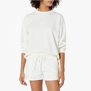 Ensemble 2 pièces personnalisé pour femme : Sweat-shirt col rond et pantalon de jogging à épaules tombantes – Vente en gros - Product Image 2