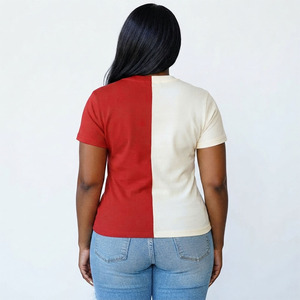 High Quality Cotton Two Tone Red <b>White</b> Sorority <b>TShirt</b> With Chenille Patches Customized Greek Apparel Greek Sorority T Shirt - Product Image 4