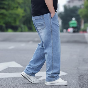 Jeans Holgados de Talla Grande para Hombre – Pantalones Vaqueros Elásticos con Cordón Ajustable, Corte Recto y Holgado - Product Image 6