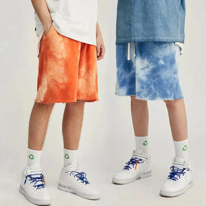 Shorts d'été décontractés pour hommes en coton XS, séchage rapide, respirants, style streetwear, taille mi-haute, fermeture élastique, tie-dye personnalisé, vintage, couleur unie - Product Image 1