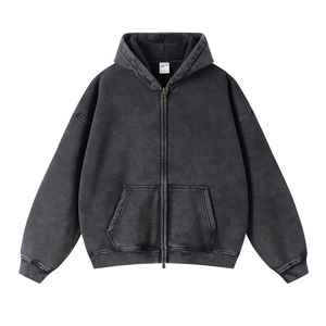 Sudadera con capucha deportiva de forro polar 100% algodón para hombre, personalizada OEM con bordado, de peso pesado, oversize, con cremallera de cuarto, en blanco. - Product Image 5