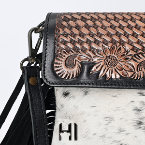 Vintage Cowhide Suede Mini Crossbody Bag | Hand Carved Leather Shoulder Bag | Adjustable Strap Zipper Purse - Product Image 4