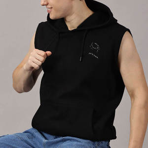 2026 New Style Customized Oversized Men's Winter Thermal Fleece Eco-Friendly Breathable <b>Sleeveless</b> <b>Hoodie</b> with Pocket - Product Image 4