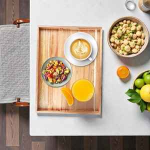 Plateau de service en bois d'acacia avec poignées, décoration rustique style ferme - Product Image 6