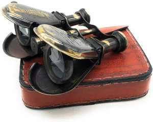 Jumelles gravées en laiton avec étui en cuir véritable, lunettes de champ vintage, cadeau optique classique, vente en gros personnalisée OEM - Product Image 2