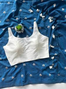 Sari de Algodón Khadi Inspirado en Celebridades, Venta Online 2026, Liso y para Uso Diario, Ideal para Fiestas, Colores Magníficos, Trabajo Elaborado para el Verano - Product Image 6