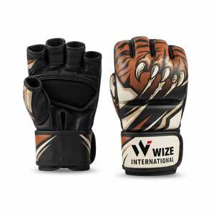 ถุงมือ MMA WIZE INTERNATIONAL แบบครึ่งนิ้ว หนัง PU ปิดด้วยเวลโคร ลายเสือ สำหรับทุกเพศ ถุงมือศิลปะการต่อสู้ ถุงมือ MMA - Product Image 2
